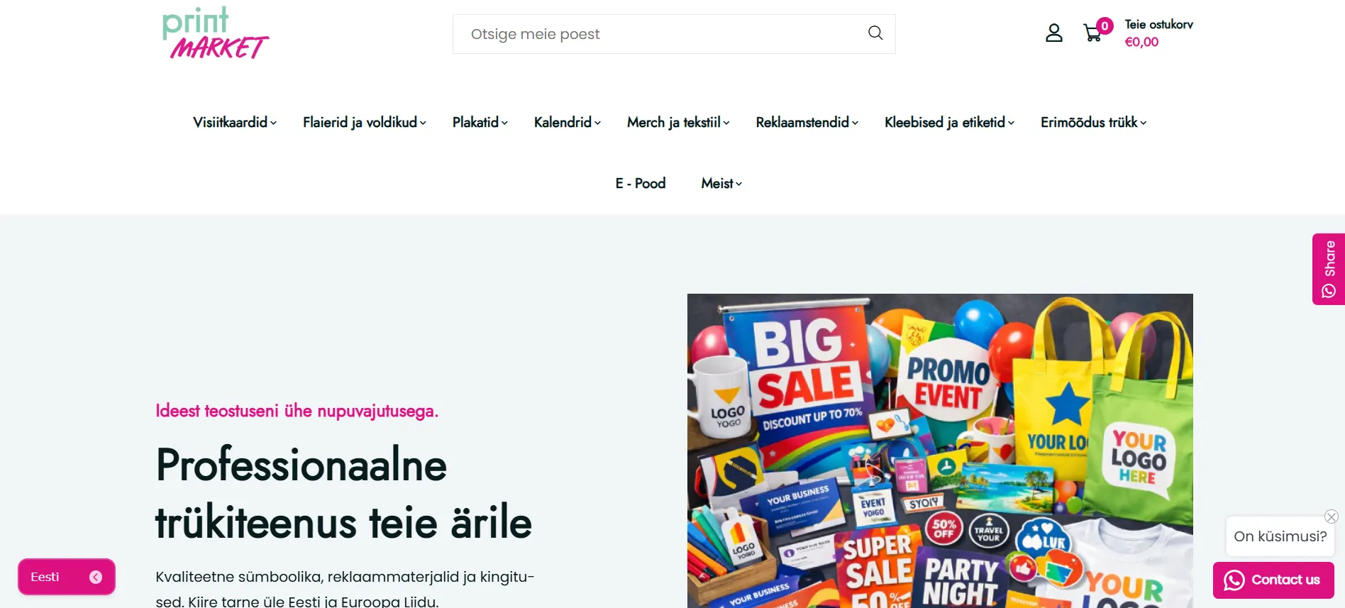 Print Market online store homepage developed on Shopify